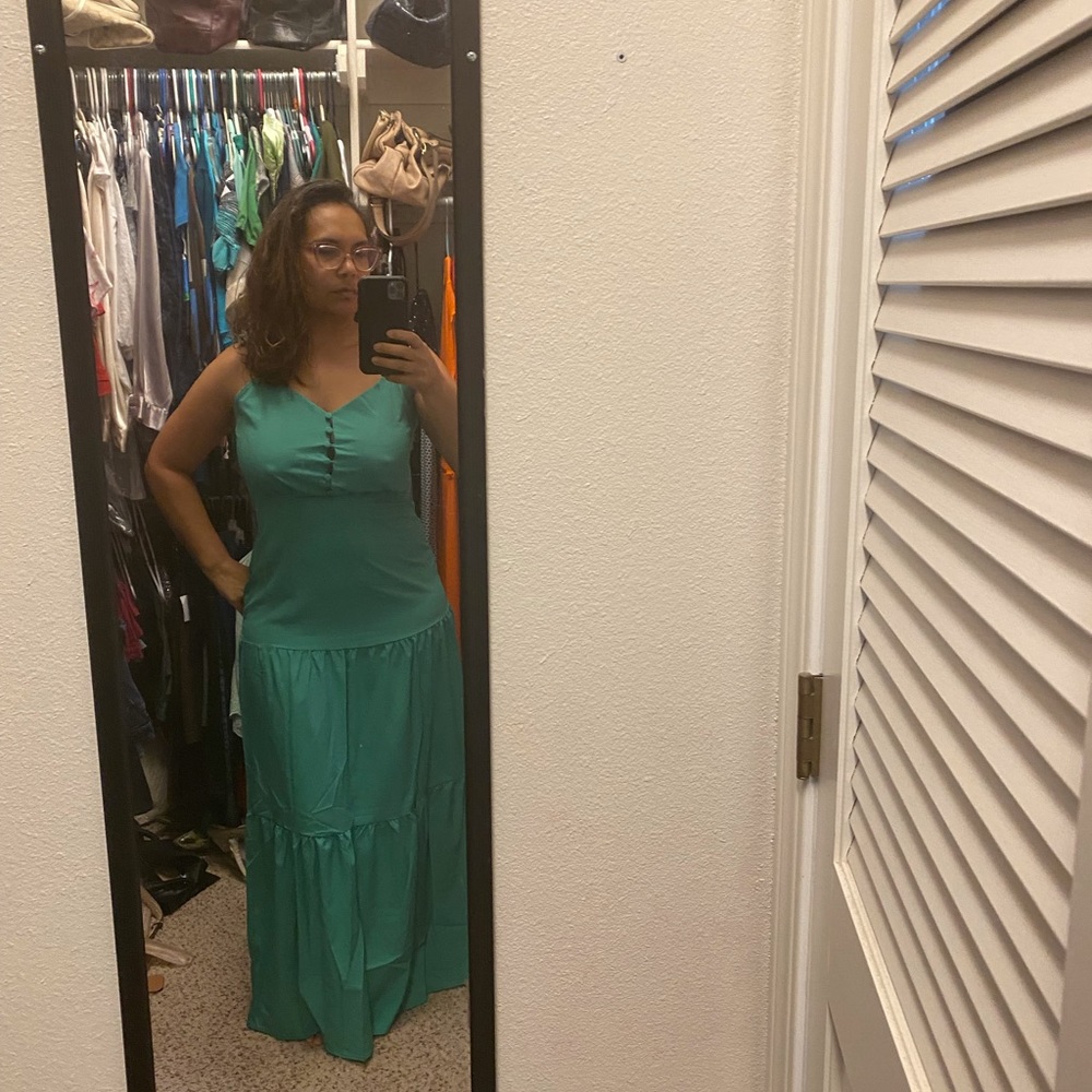 Buttoned, Spaghetti Strap, Ruffled, Maxidress - Picture 14 of 16